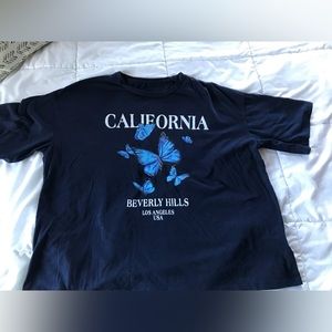 California, Beverly Hills blue butterfly shirt size medium C